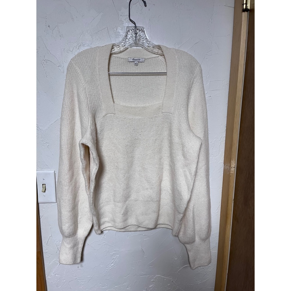 Madewell Cream Square Neck Long Sleeve Cozy Sweater Top Womens M